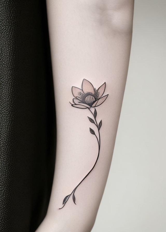 AI-Generated Minimalist Flower Tattoos Design