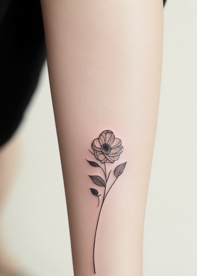 AI-Generated Minimalist Flower Tattoos Design